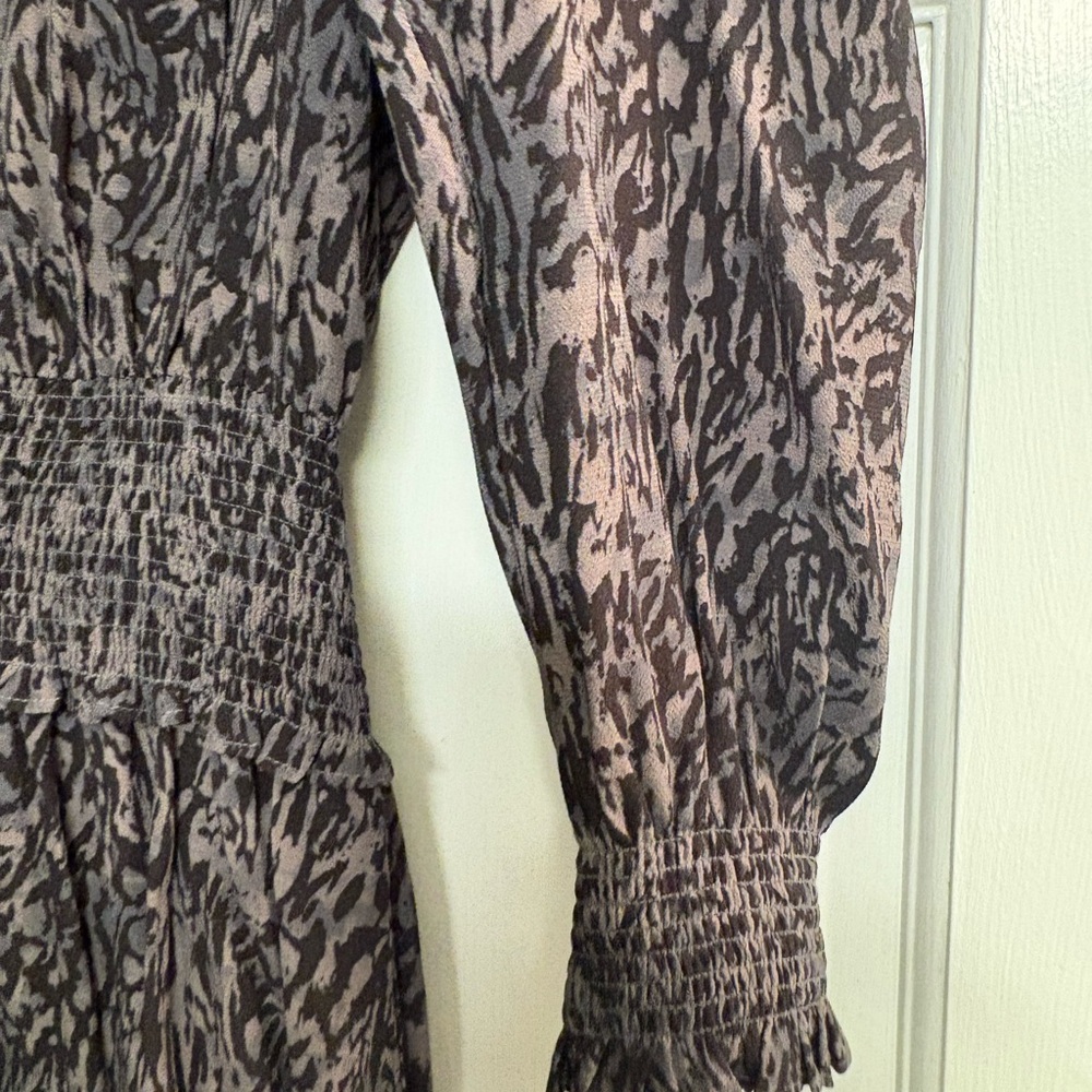Rails Charcoal Zana Long Sleeve V-Neck Dress size S abstract animal print - Picture 7 of 15